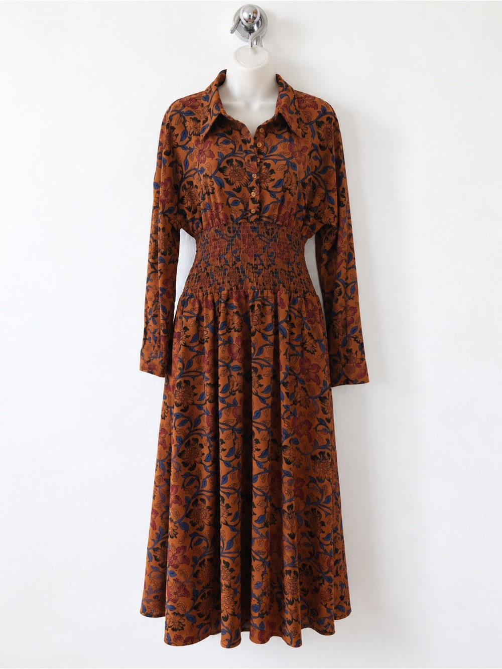 OSMAN YOUSEFZADA  Floral Smocked Waist Dress